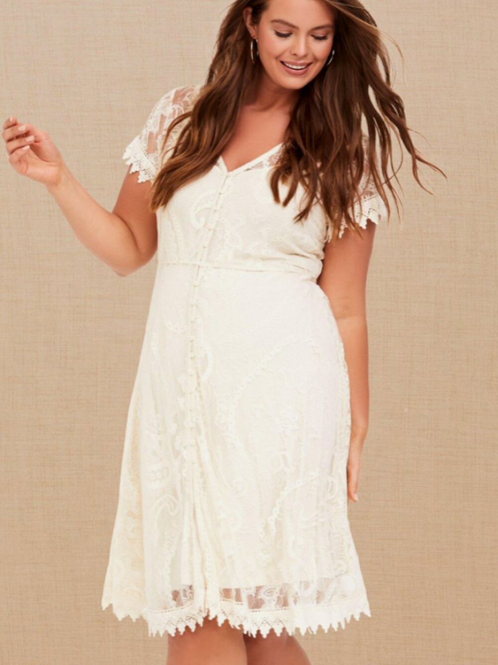 Torrid Ivory Lace Midi Dress Romantic Bridal Feminine Boho Bridal Coquette Fairy
